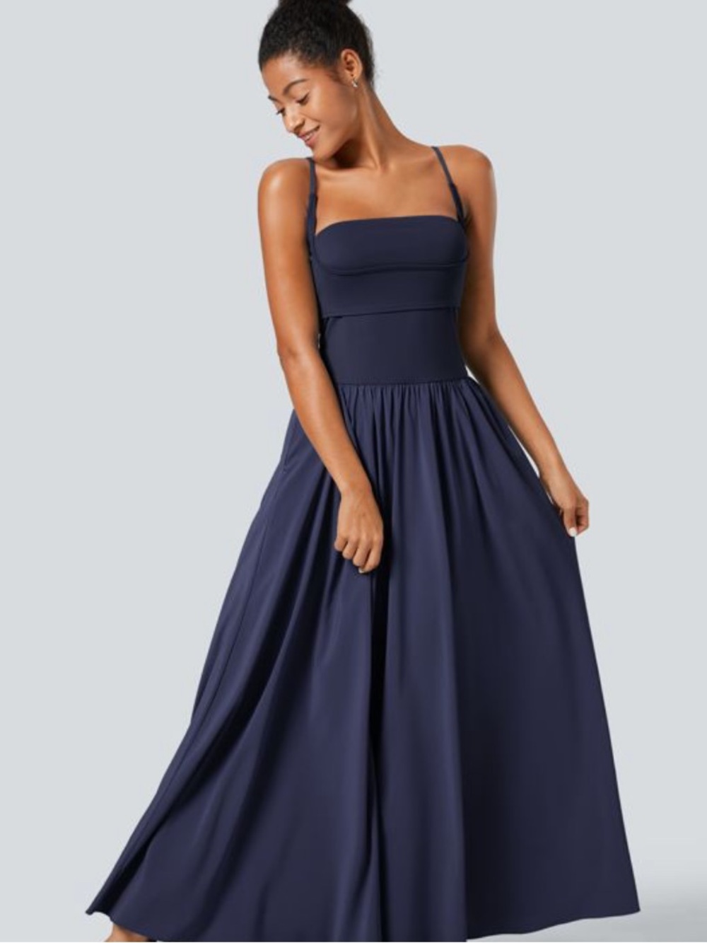 HALARA Navy Maxi Dress with Adjustable Straps
